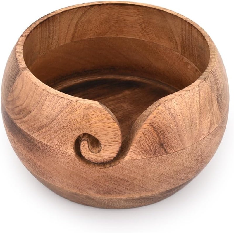 NIRMAN Wooden Yarn Bowl Portable Knitting Yarn Bowl Christmas Gifts for Women Knitting Crochet Knit Picker Yarn Bowl (7" x 7" x 4'') - Image 1